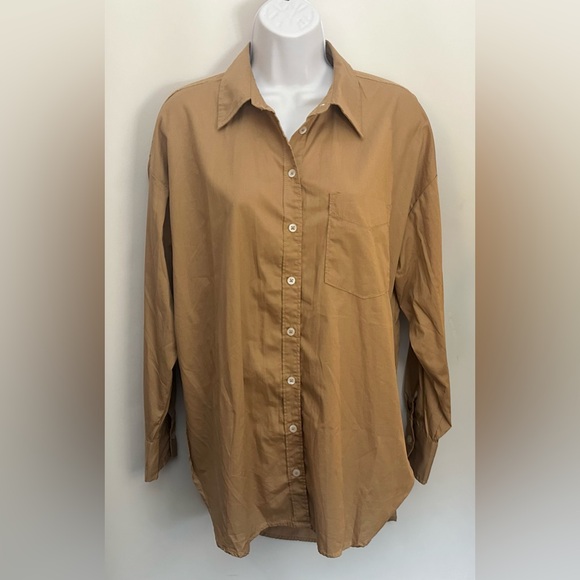 $98 MAEVE BY ANTHROPOLOGIE The Bennet Oversized Shirt Sz S Long Sleeve Hi-Low - Picture 5 of 16